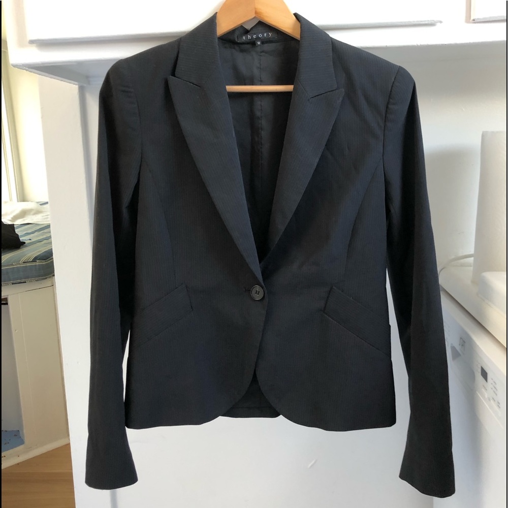 THEORY pin-striped jacket.